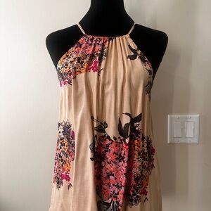 Lovestitch Floral halter top with Pink and Tan Accents